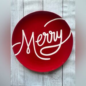 Hallmark Red Merry Christmas Plate Holiday Dinnerware Excellent Condition